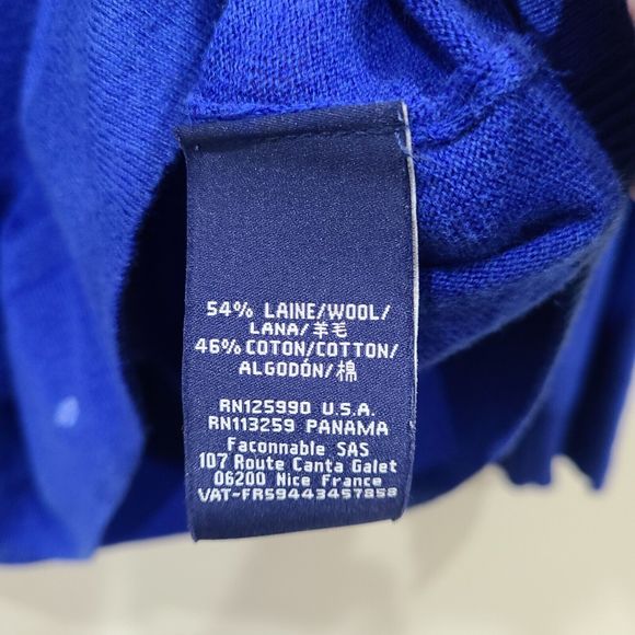 Faconnable Mens 1/4 Zip Pullover Sweater Large Blue Knit Designer Classic Preppy - Picture 7 of 11